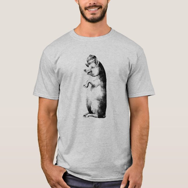 Funny Antique Crowned Gris T Shirt (Framsida)
