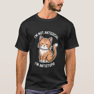 Funny Antisocial Cat Graphic T Shirt
