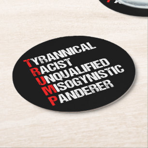 Funny antitrumpakronym Politiskt humor Underlägg Papper Rund
