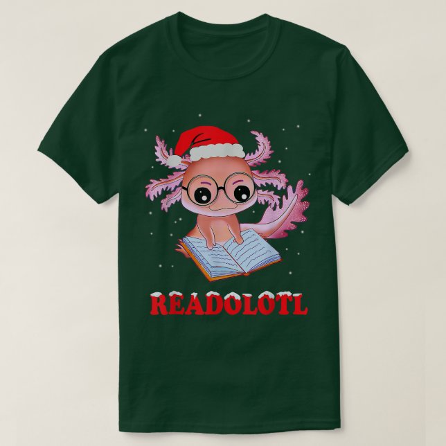 Funny Aolotl Santa Julafton Readolotl Bookworm Bok T Shirt (Design framsida)