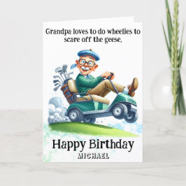 *~* Funny AP94 Older Golf Cart Man Birthday Card Tack Kort