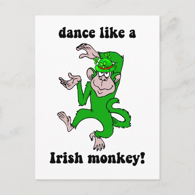 Funny apa St patrick's day Vykort (Framsida)