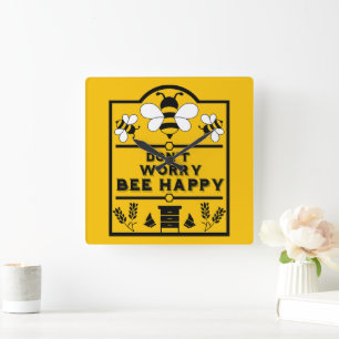 Funny Apiary Honung Farmer Fyrkantig Klocka