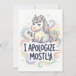 Funny Apology Card - Cute Unicorn “I Apologize… Julkort