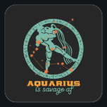 Funny Aquarius Zodiac Star Astrology Birthday Fyrkantigt Klistermärke<br><div class="desc">Aquarius zodiac star och symbol. Vintagens återutformning för dem som är födda i januari eller februari. Coola och lustigt födelsedagsfest för Aquarius baby, kung, drottning, prinsessa och party liv. Perfekt till dem som kärlek-konstellation, astrologi, stjärntecken och horoscope. Underbar julklapp och födelsedagspresent för son, dotter, vänner, flickvän, pojkvän, kollega, bror eller...</div>