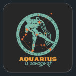 Funny Aquarius Zodiac Star Astrology Birthday Fyrkantigt Klistermärke<br><div class="desc">Aquarius zodiac star och symbol. Vintagens återutformning för dem som är födda i januari eller februari. Coola och lustigt födelsedagsfest för Aquarius baby, kung, drottning, prinsessa och party liv. Perfekt till dem som kärlek-konstellation, astrologi, stjärntecken och horoscope. Underbar julklapp och födelsedagspresent för son, dotter, vänner, flickvän, pojkvän, kollega, bror eller...</div>