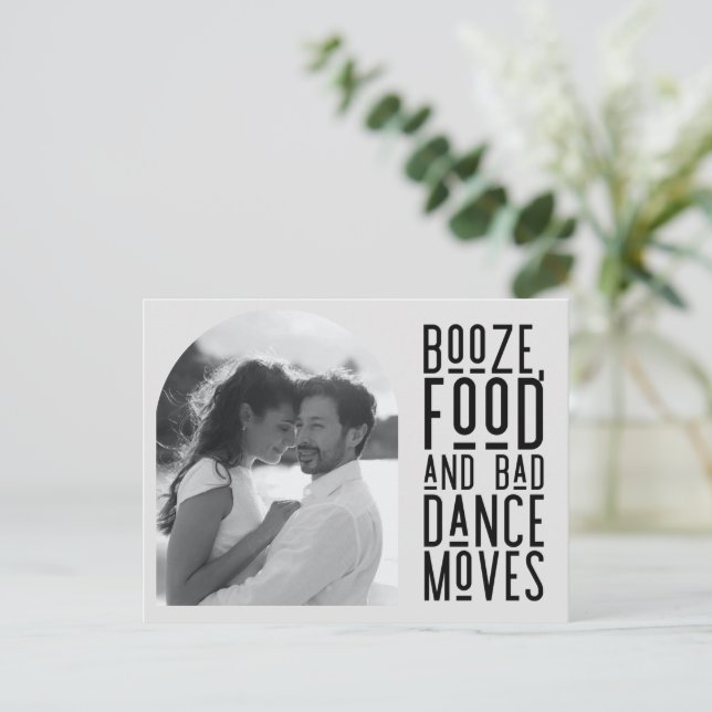 Funny Arch Photo Wedding Save the Date Meddelande Vykort (Stående Fram)