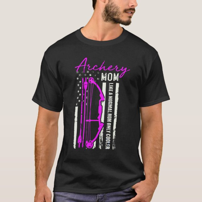 Funny Archery Mom American Us Flag Bow Bowhunting  T Shirt (Framsida)