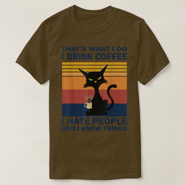Funny Arg Kat Drinking Coffee T-Shirt (Design framsida)