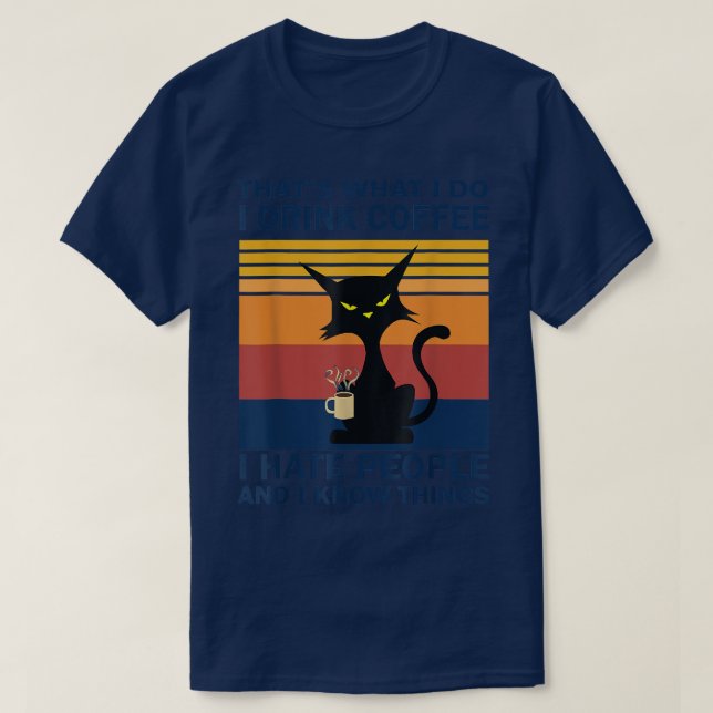 Funny Arg Kat Drinking Coffee T Shirt (Design framsida)