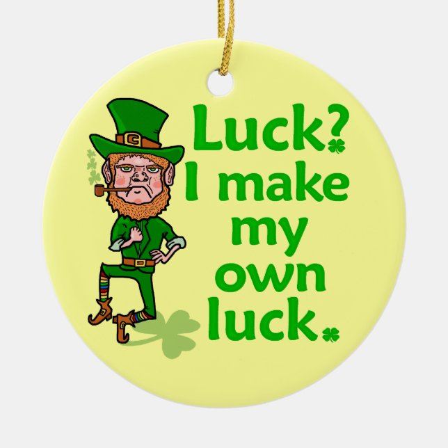 Funny Arg Lucky Irish Leprechaun Julgransprydnad Keramik (Framsidan)