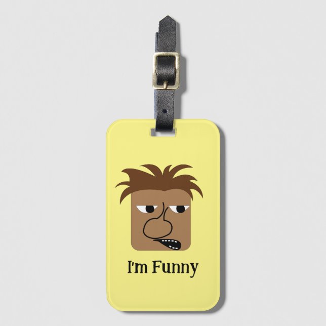 Funny Arg Man Ansikte Funny Tecknad Bagagebricka (Framsida vertikal)