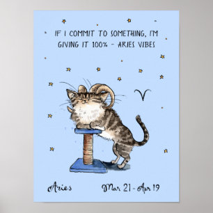 Funny Aries poster Stjärntecknet Zodiac Cat poster