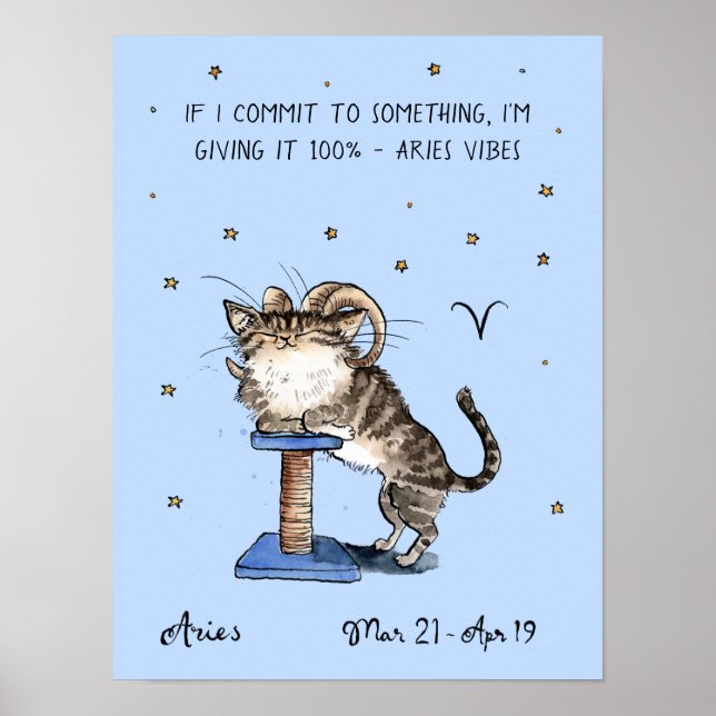 Funny Aries poster Stjärntecknet Zodiac Cat poster (Framsidan)