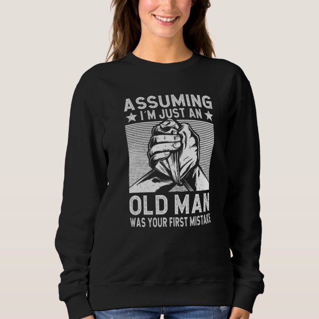 Funny Arm wrestling old man arm wrestler Premium T Shirt (Framsida)