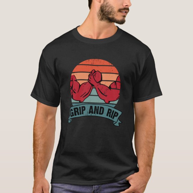 Funny Arm Wrestling Sports Power Arm Wrestler Grip T Shirt (Framsida)