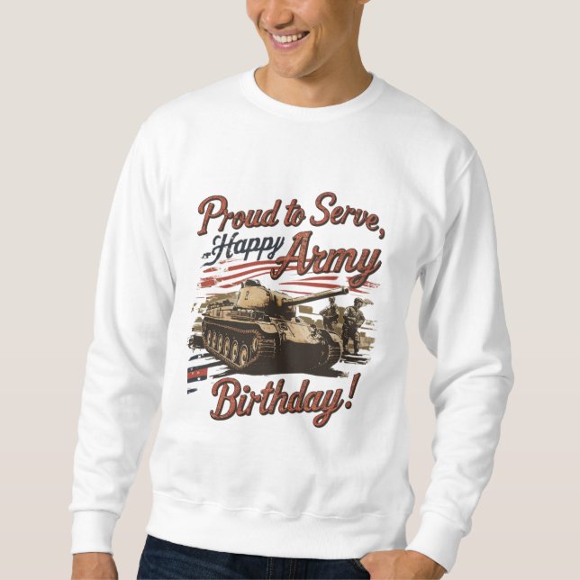 Funny Army Birthday T-Shirt Lång Ärmad Tröja (Framsida)