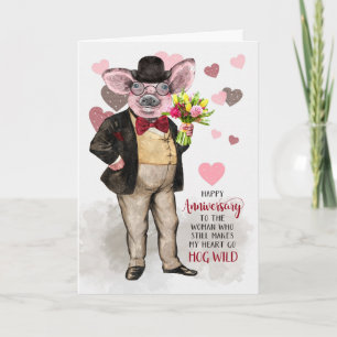 Funny årsdag Hipster Gris still Hog Vild Kort