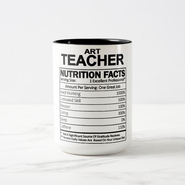 Funny Art Teacher Nutrition Facts Två-Tonad Mugg (Center)