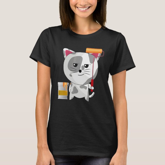 Funny Artist Cat Painting Professional For Painter T Shirt (Framsida)