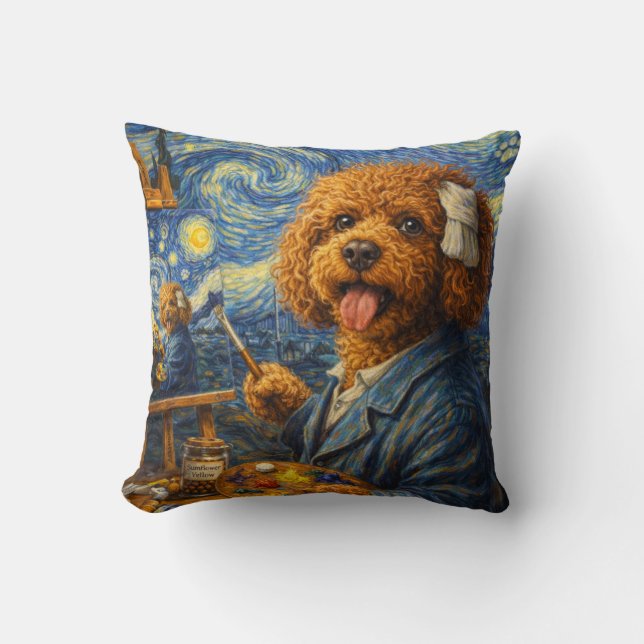 Funny Artist Cockapoo Pillow Art Dog Gift Cushion Kudde (Framsida)
