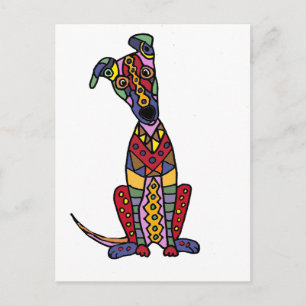 Funny Artsy Greyhound Hund Abstrakt Art Vykort