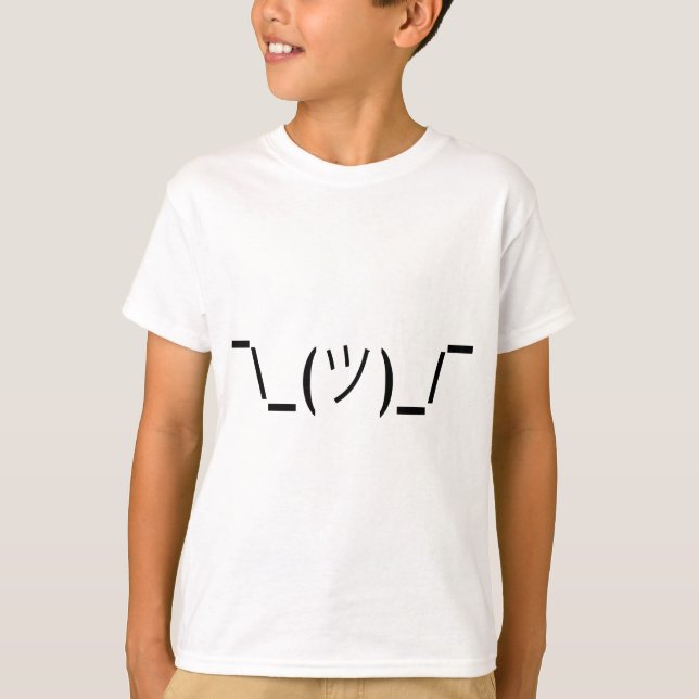 Funny ASCII Art Shrug Emoticon Computer T Shirt (Framsida)