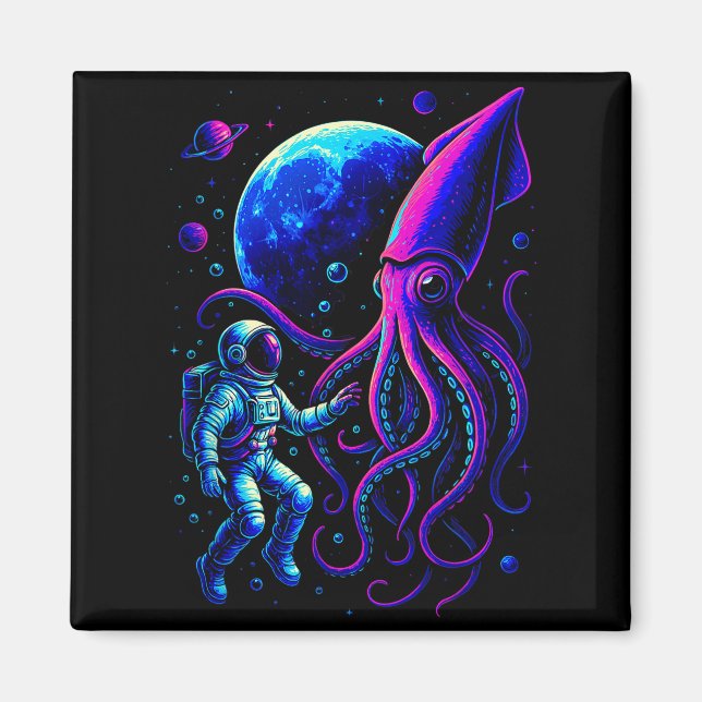 Funny Astronaut And Squid In Underwater Space With Magnet (Framsidan)