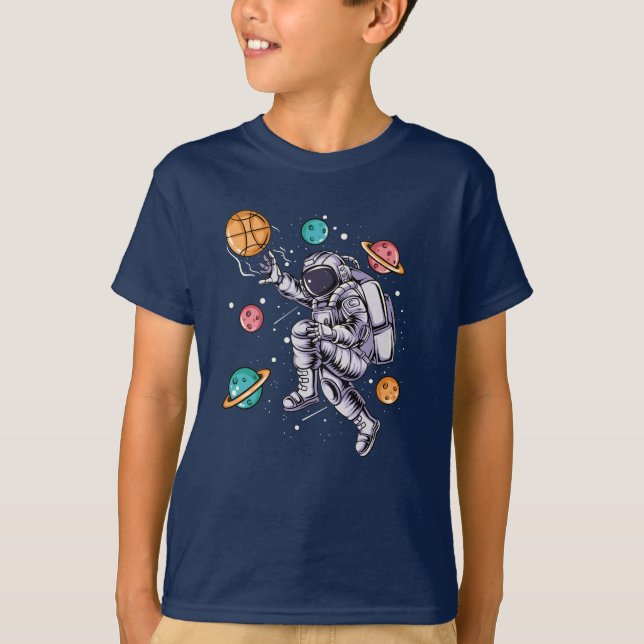 Funny Astronaut Basketball Space Galaxy T Shirt (Framsida)