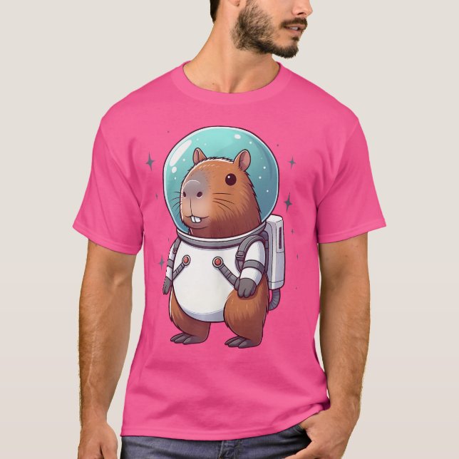 Funny Astronaut Capybara Graphic Astronomy Space L T Shirt (Framsida)