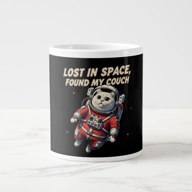 Funny Astronaut Cat Mug: Lost in Space Jumbo Mugg (Framsidan)