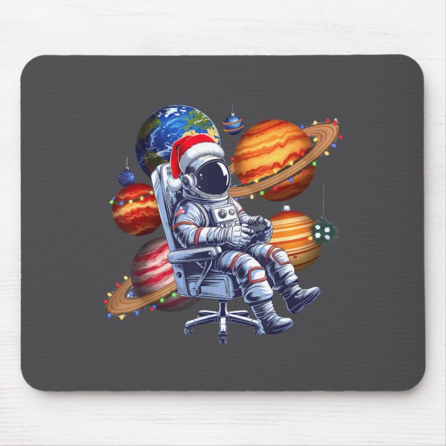 Funny Astronaut Christmas Space Lights Santa Hat P Musmatta (Framsidan)