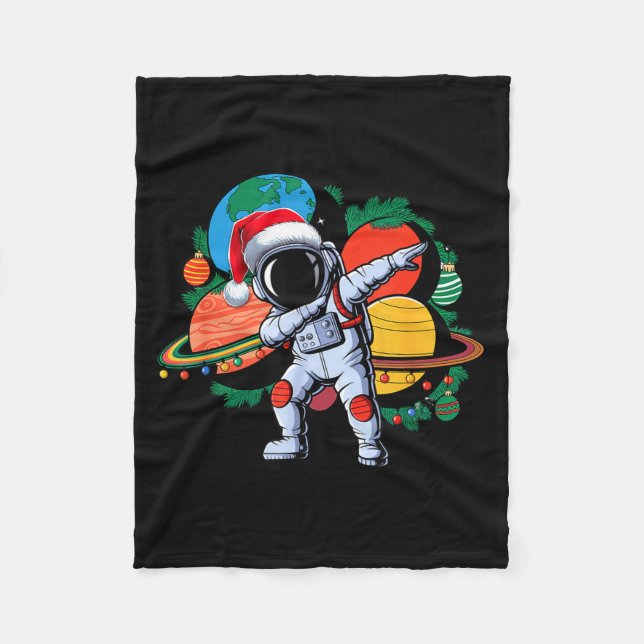 Funny Astronaut Christmas Space Planets Santa Hat  Fleecefilt (Framsidan)