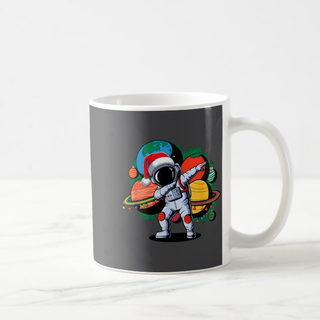 Funny Astronaut Christmas Space Planets Santa Hat  Kaffemugg (Höger)