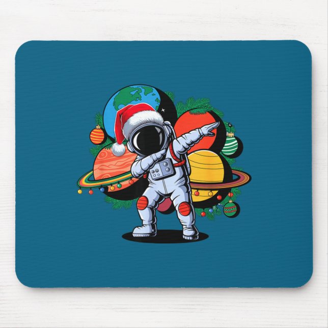Funny Astronaut Christmas Space Planets Santa Hat  Musmatta (Framsidan)