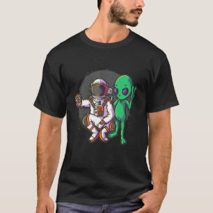 Funny Astronaut och Alien Selfie Astronomy Ufo Pho T Shirt