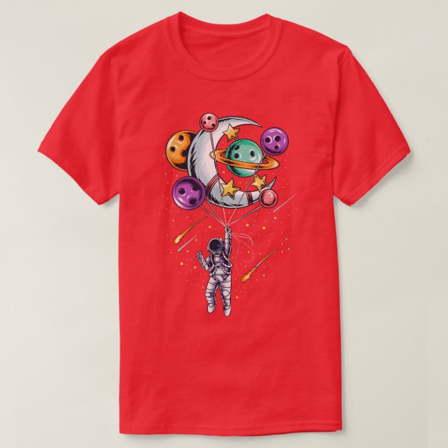 Funny Astronaut Planets Moon With Hand space  T Shirt (Design framsida)