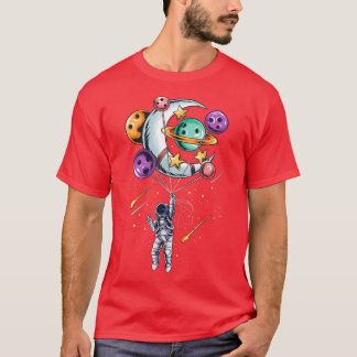 Funny Astronaut Planets Moon With Hand space T Shirt