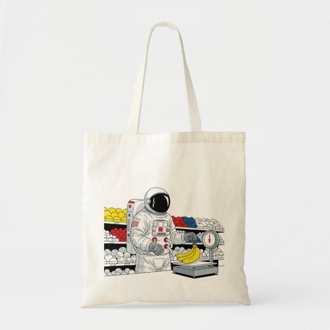 Funny Astronaut Shopping Tecknad - Space Explorer Tygkasse (Framsidan)