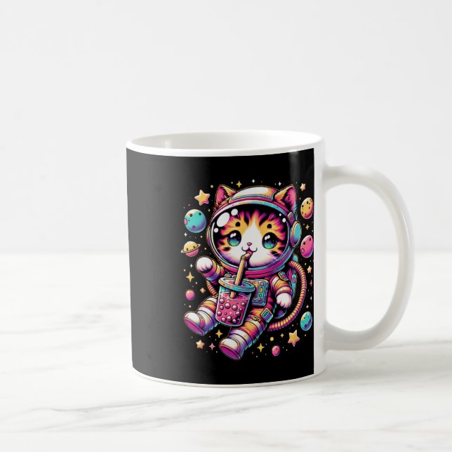 Funny Astronaut Space Kawaii Boba Tea Cat Kaffemugg (Höger)