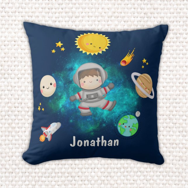 Funny Astronaut Spaceship Boy Gift Kudde (Skapare uppladdad)