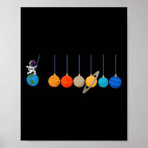 Funny Astronaut Swing Planets Space Science Manar Poster
