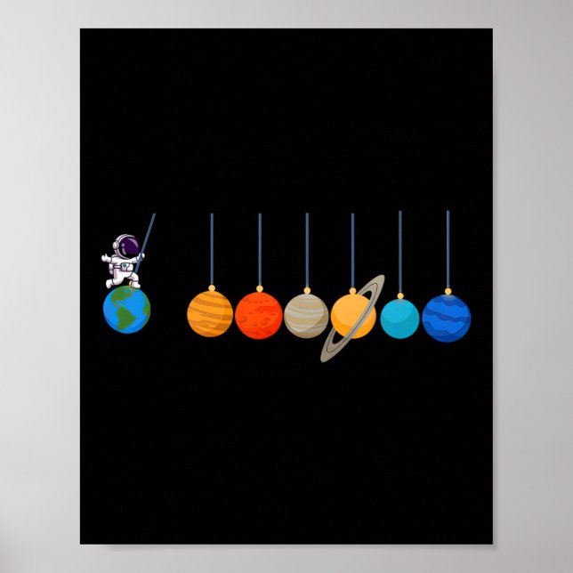 Funny Astronaut Swing Planets Space Science Manar  Poster (Framsidan)