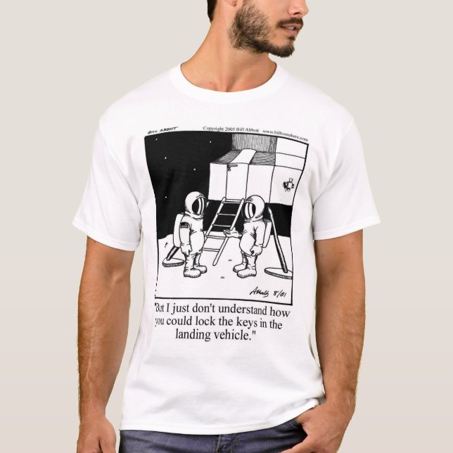 Funny Astronaut Tecknad Tee Shirt (Framsida)