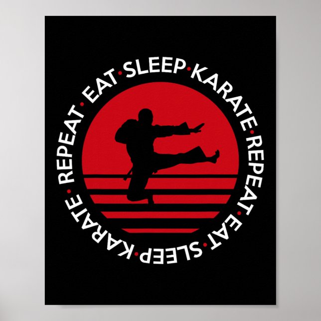 Funny Ät Sömnviloläge Karate Upprepa Poster (Framsidan)