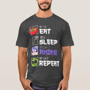 Funny Ät viloläge Anime Upprepa Anime Japan Manga T Shirt