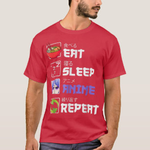 Funny Ät viloläge Anime Upprepa Anime Japan Manga T Shirt
