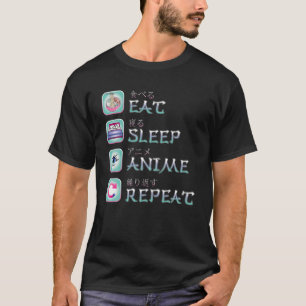 Funny Ät viloläge Anime Upprepa japanska Anime Man T Shirt
