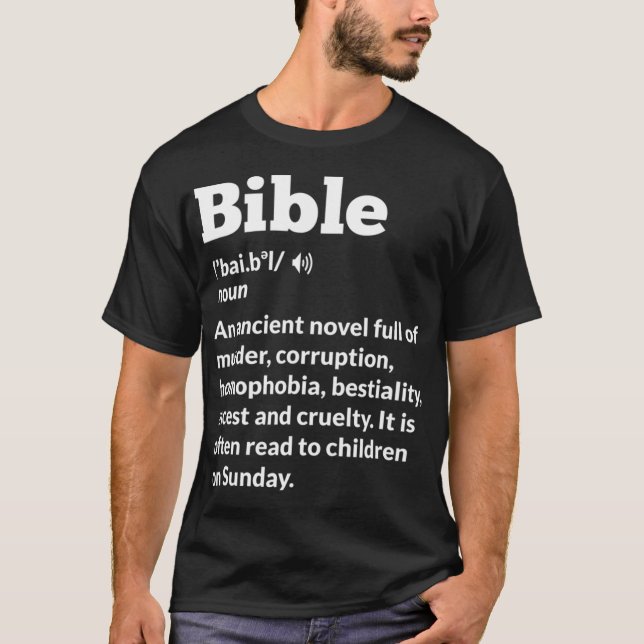 Funny Atheist AntiReligion Atheism Bible family T Shirt (Framsida)
