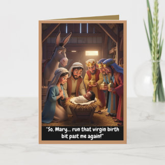 Funny atheist card, virgin birth theme kort